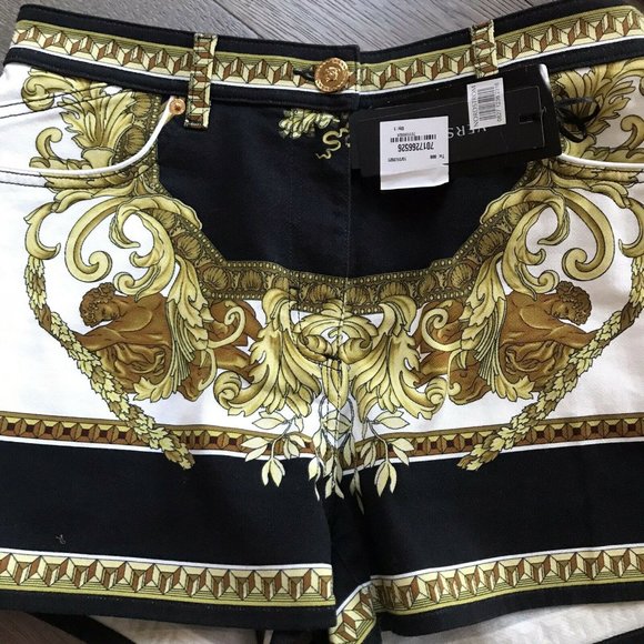 VERSACE Renaissance Print Denim Shorts - Picture 13 of 13